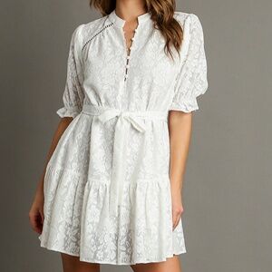Umgee Lace Eyelet Mini Dress | Romantic Boho Chic